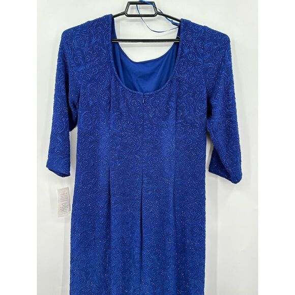 Alex Evenings Long Column Knot Front Dress Womens Plus 14W Electric Blue NWT - Picture 12 of 13